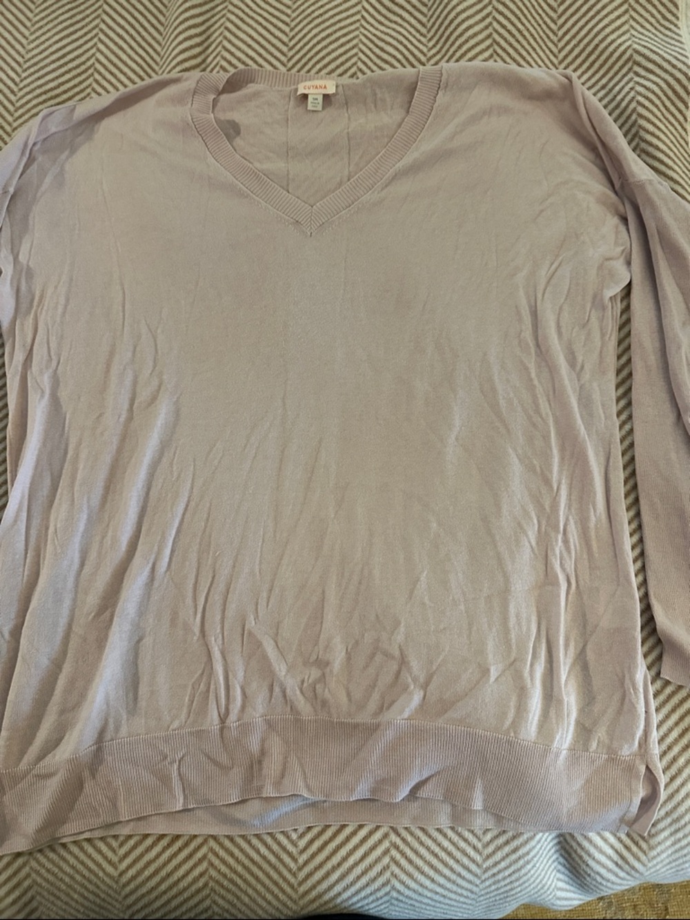 Cuyana Lavender V-Neck Sweater